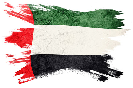 Grunge UAE flag. United Arab Emirates flag with grunge texture. Brush stroke.の写真素材