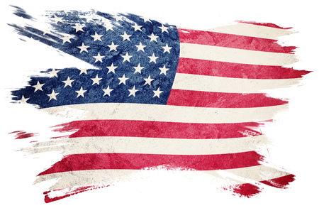 Grunge USA flag. American flag with grunge texture. Brush stroke.の写真素材