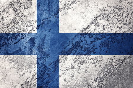 Grunge Finland flag. Finland flag with grunge texture.の写真素材