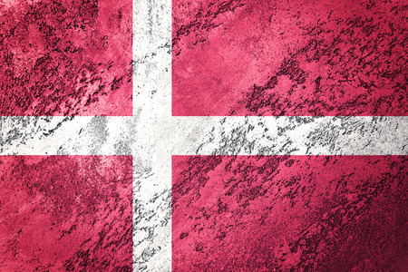 Grunge Denmark flag. Denmark flag with grunge texture.の写真素材
