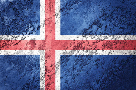 Grunge Iceland flag. Iceland flag with grunge texture.の写真素材