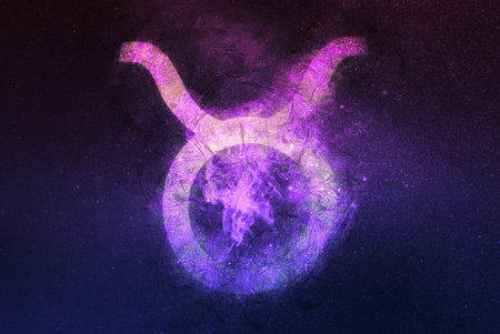 Taurus Zodiac Sign. Night sky background