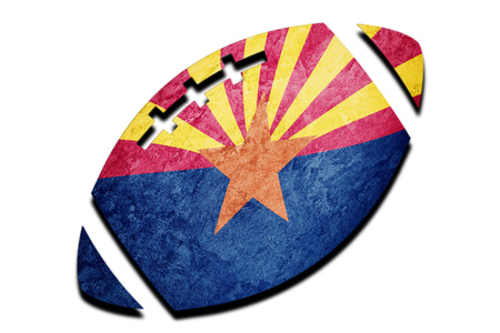 Rugby ball Arizona state flag. Arizona flag background Rugby ballの写真素材