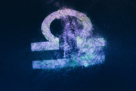 Libra Zodiac Sign. Night sky background