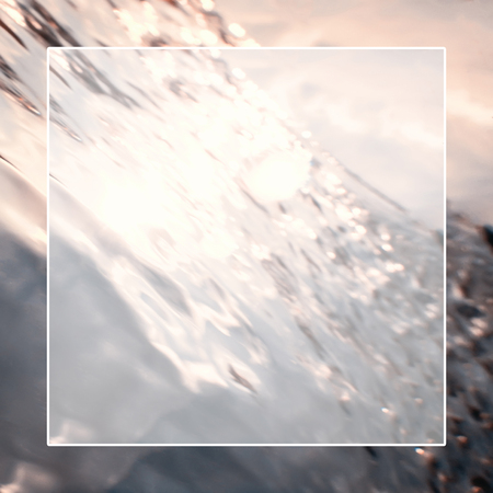 Underwater background white border frame, water surface blank text boxの写真素材