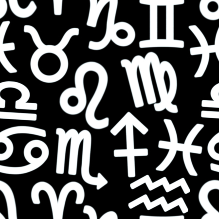 Zodiac signs seamless pattern. Horoscope symbols. Astrology backgroundの写真素材