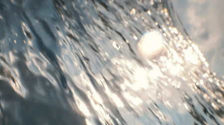 Underwater view of the water surface. Underwater background.