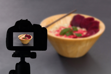 Food blog, Healthy food presentation, raw food conceptの写真素材