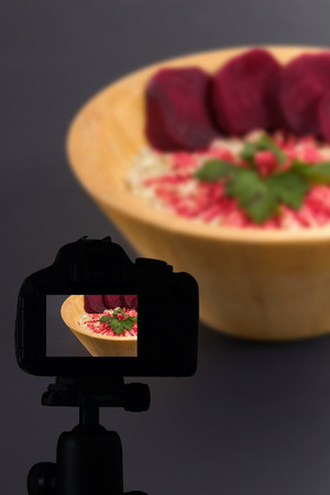 Food blog, Healthy food presentation, raw food conceptの写真素材