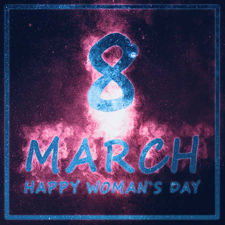 Happy international women's day 8 March, Night Sky space backgroundの写真素材