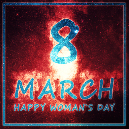 Happy international women's day 8 March, Night Sky space backgroundの写真素材
