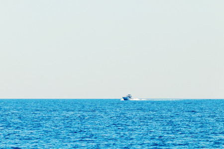 Luxury motor boat cruising in blue sea, Summer vacationの写真素材