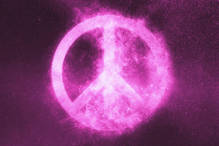 Peace sign, Peace Symbol . Abstract night sky backgroundの写真素材