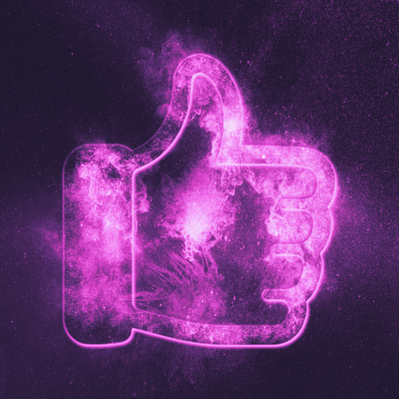 Like symbol. Like sign. Abstract night sky backgroundの写真素材