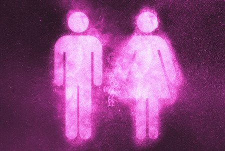 Male and female sign. Abstract night sky backgroundの写真素材
