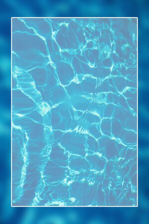 Underwater background white border frame, water surface blank text boxの写真素材