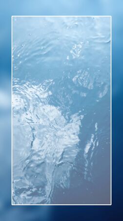 Underwater background white border frame, water surface blank text boxの写真素材