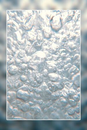 Air bubbles, underwater bubbles underwater background blank text boxの写真素材
