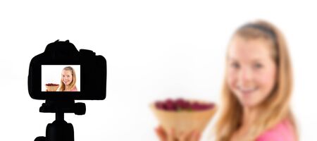 Food blog, Healthy food presentation, raw food conceptの写真素材