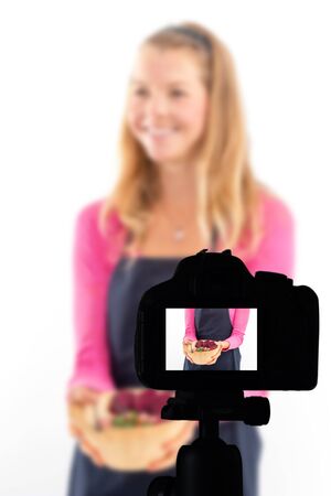 Food blog, Healthy food presentation, raw food conceptの写真素材