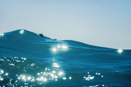 Sea wave close up, low angle view water backgroundの写真素材