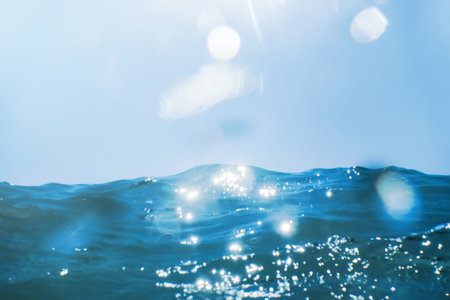 Sea wave close up, low angle view water background