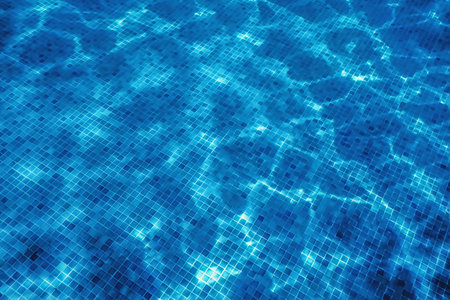 Underwater Swimming Pool Blue Tile, Water Ripples of Swimming Pool