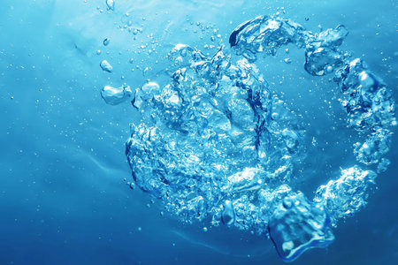 Underwater Bubbles with Sunlight. Underwater Background Bubblesの写真素材