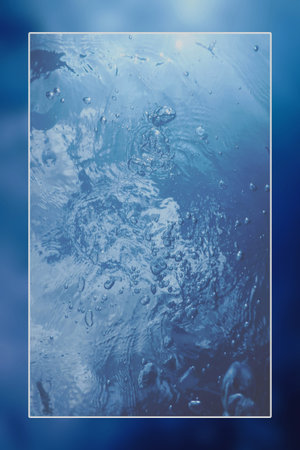 Underwater background white border frame, water surface blank text box