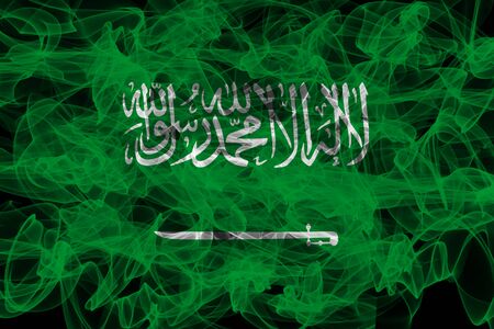 Saudi Arabia Smoke Flag on Black Background, Saudi Arabia flag
の写真素材