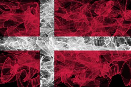 Denmark Smoke Flag on Black Background, Denmark flag
の写真素材