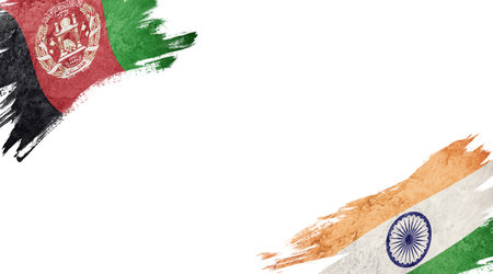 Flags of Afghanistan and India on white background
