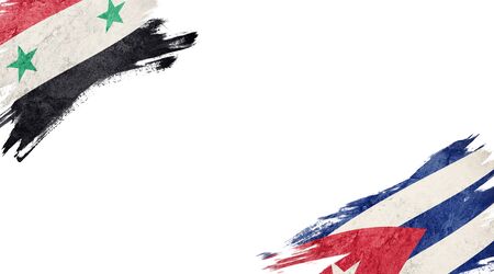 Flags of Syria and Cuba on white backgroundの写真素材