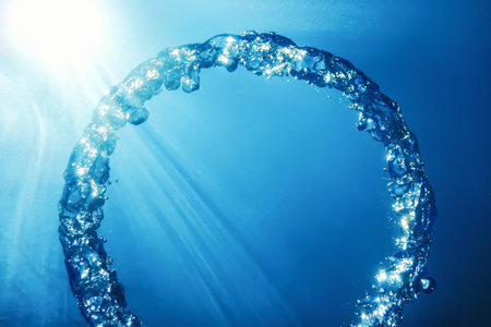 Underwater Bubbles with Sunlight. Underwater Background Bubbles