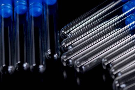 Laboratory Test TubesÂ on Black Background, Health care conceptの写真素材