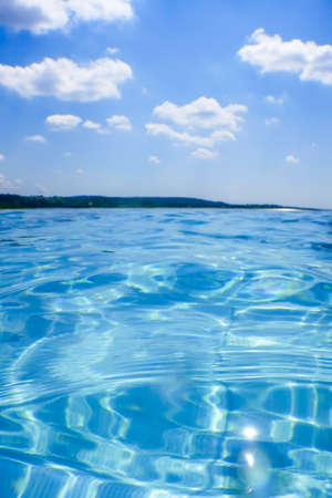 Infinity Pool on Summer Day, Blue Sky backgroundの写真素材