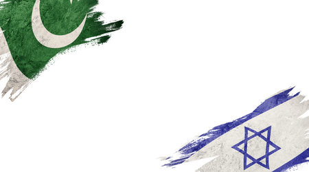 Flags of Pakistan and Israel on white background