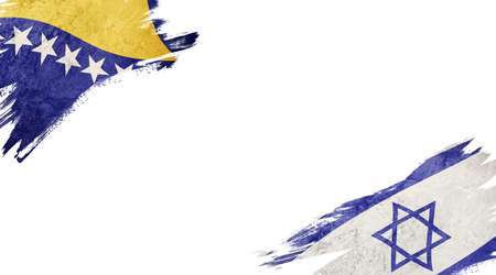 Flags of Bosnia Herzegovina and Israel on white backgroundの写真素材