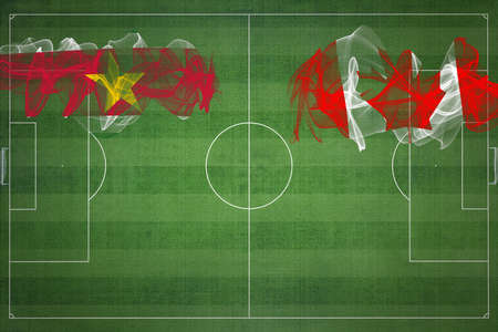 Suriname vs Canada Soccer Match, national colors, national flags, soccer field, football game, Competition concept, Copy spaceの写真素材