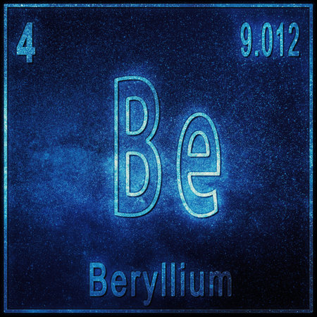 Beryllium chemical element, Sign with atomic number and atomic weight, Periodic Table Elementの写真素材