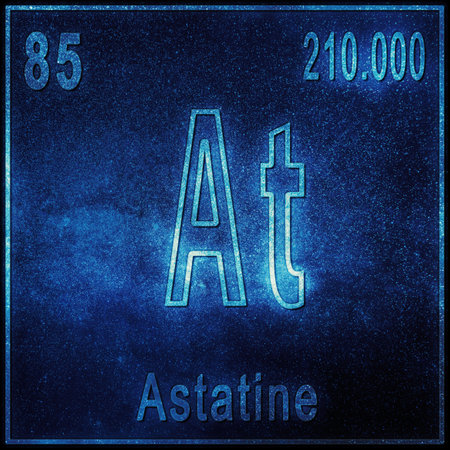 Astatine chemical element, Sign with atomic number and atomic weight, Periodic Table Elementの写真素材