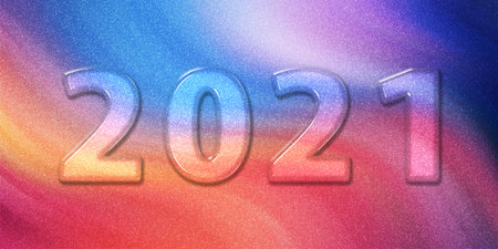 2021 Happy New Year colorful glitter background, 3d Colorful 2021 New Year Poster, Banner, Promotion and Shoppingの写真素材