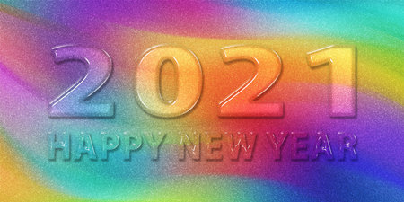 2021 Happy New Year colorful glitter background, 3d Colorful 2021 New Year Poster, Banner, Promotion and Shoppingの写真素材
