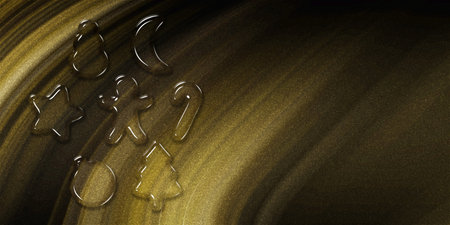 Christmas Cookies Holiday greeting card, Christmas greeting card, New Year gold glitter background, 3d cookies Christmas posterの写真素材