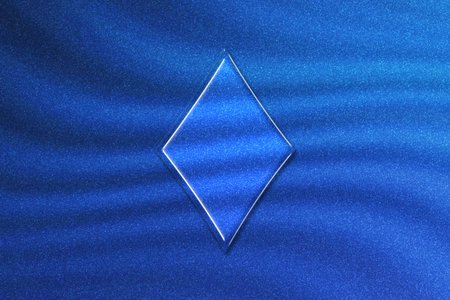 Diamond card symbol, playing cards symbol, blue glitter backgroundの写真素材