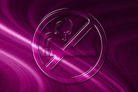 No smoking sign, No smoke Symbol, magenta backgroundの写真素材