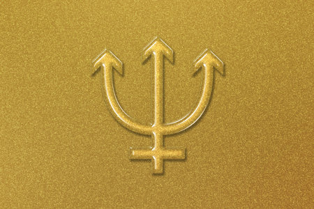 Symbol of Mercury, Mercury Sign, astrology Mercury planet, gold background
