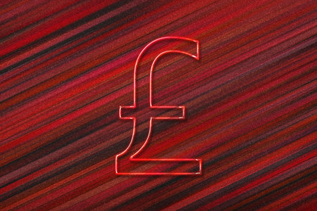 Great Britain Pound Sterling, GBP Pound currency, Monetary currency symbol, red background