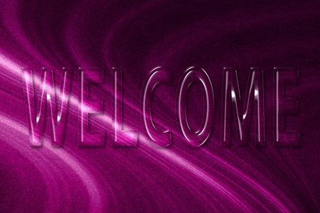 Welcome poster, WELCOME letters banner, Greeting card, magenta background