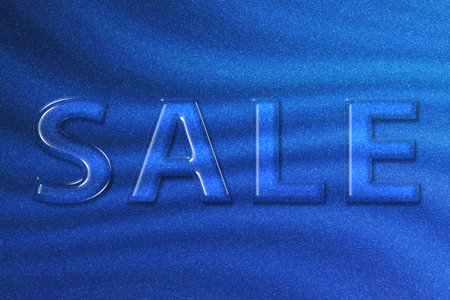 Sale banner, Sale text, season sale, blue glitter backgroundの写真素材